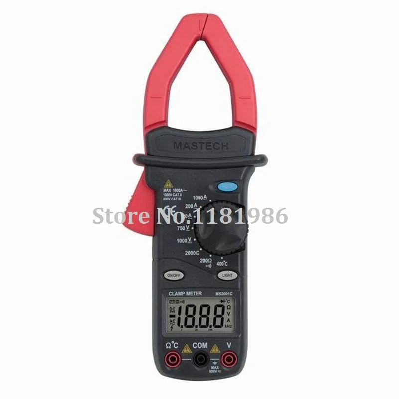 MASTECH MS2001C 3 1/2 Digital Clamp Meter AC DC Amp Volt Ohm Temperature Multimeter Tester Detector with Diode and Backlit DMM |