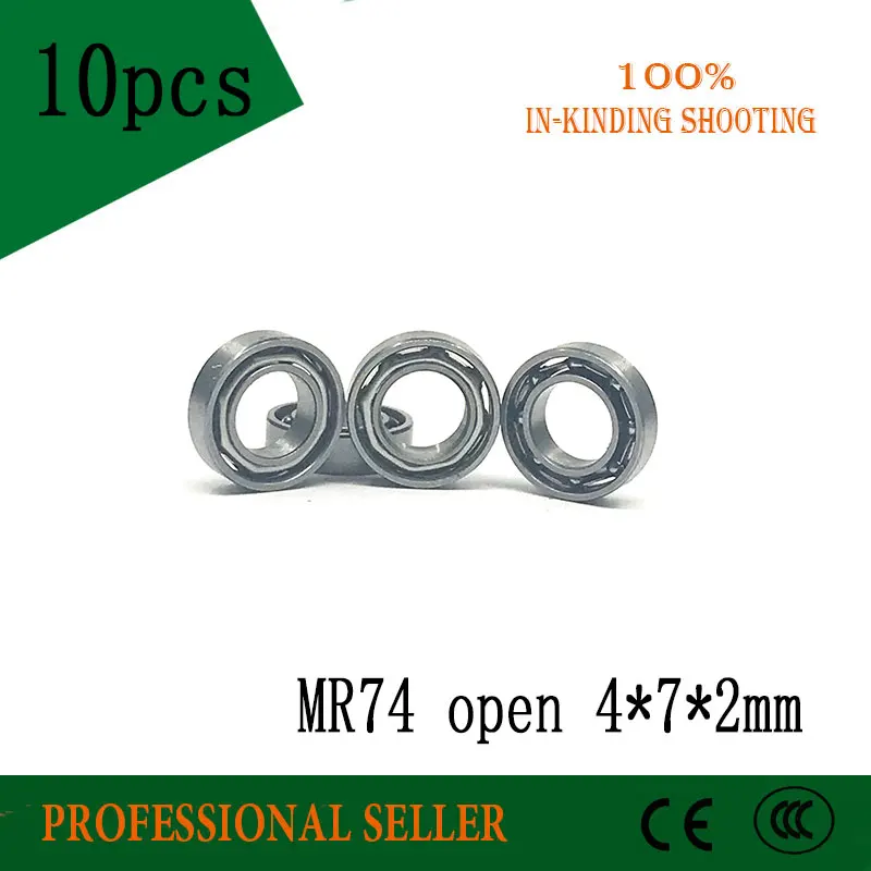 10 PCS open Type MR74 Open Bearings 4x7x2 mm open MR74 Miniature Ball Bearings L-740 ABEC-1