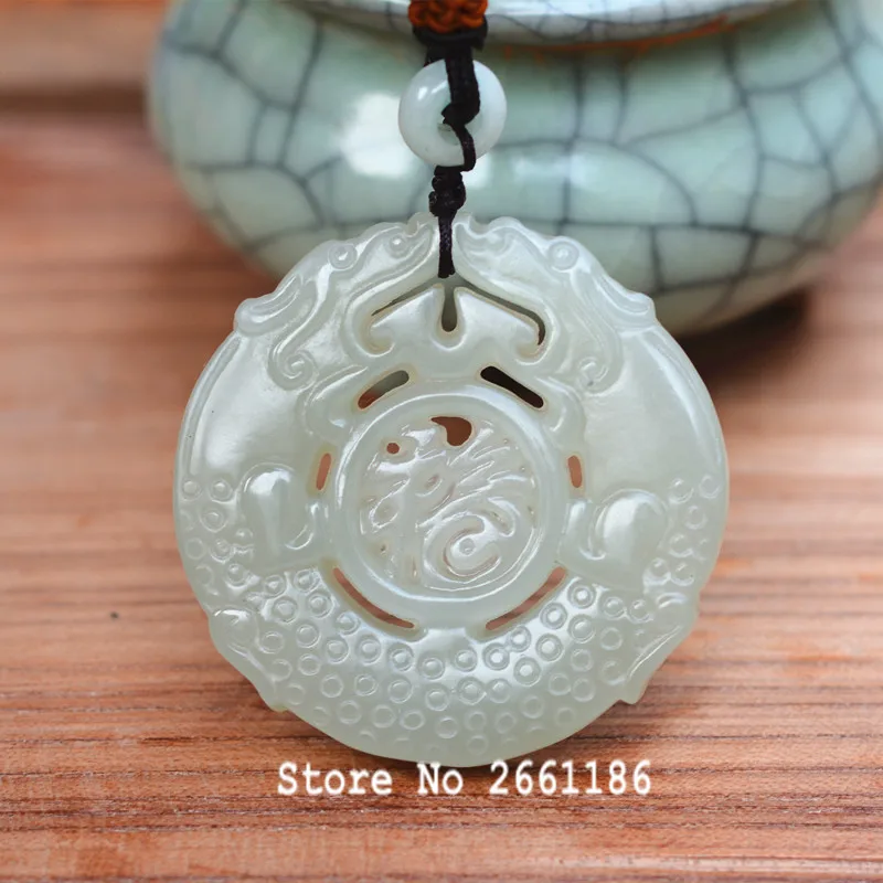 (Сертификат) натуральный белый гетянь Нефритовый камень ручная резка античный