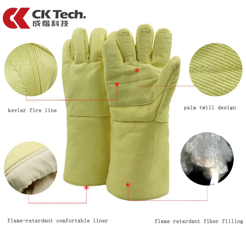 CK Tech. 500 ℃ теплоизоляционные перчатки 38 см защита от огня Огнестойкие Рабочие для