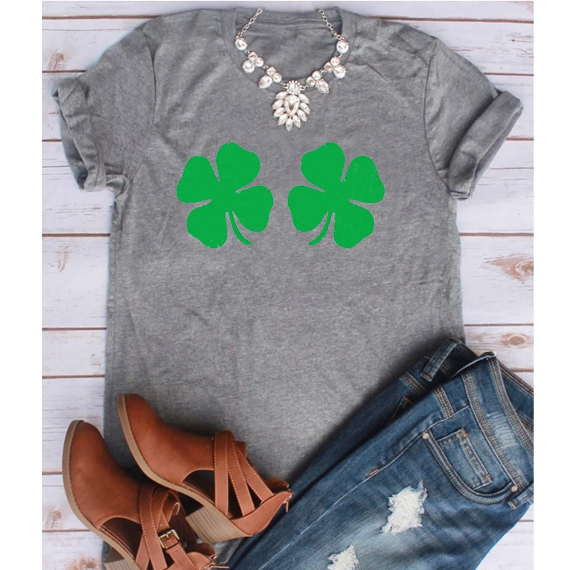 Женская рубашка размера плюс Shamrock футболки на День святого Валентина с