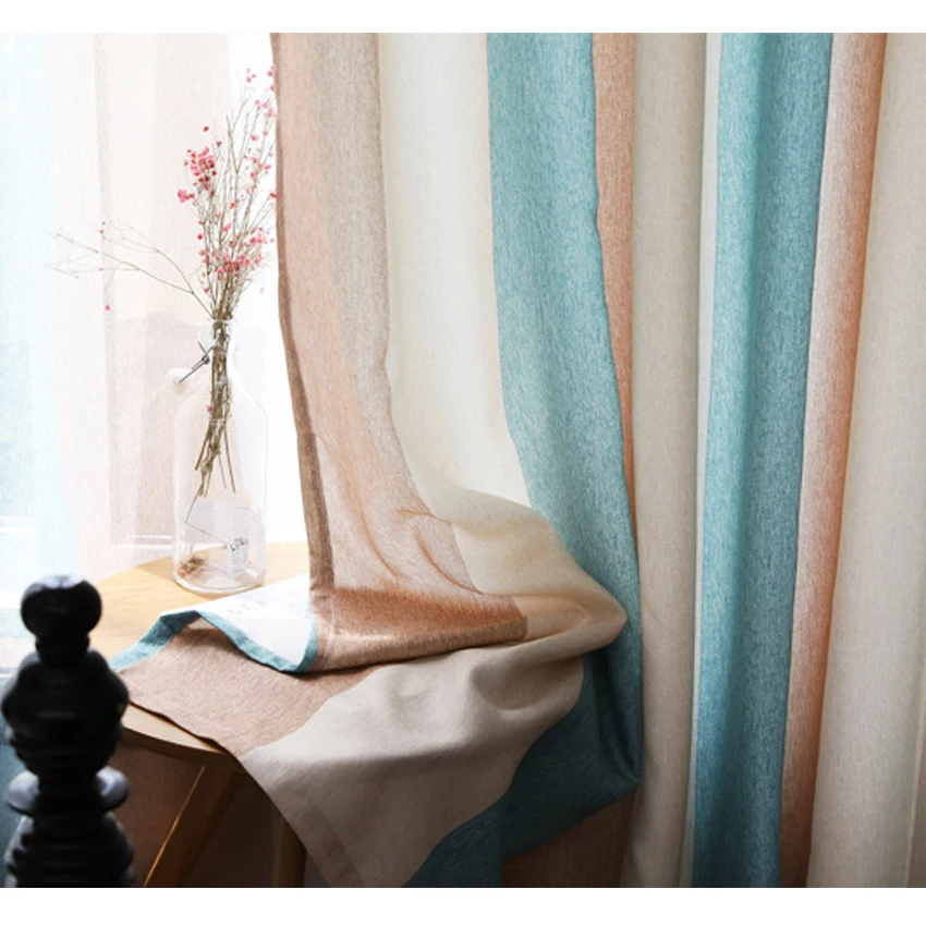 Затемненные занавески на окна в полоску для гостиной спальни заказ цвета