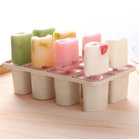 creative 8 cavity diy ice cream molds popsicle maker wheat straw ice lolly moulds popsicle sticks homemade kitchen accessories