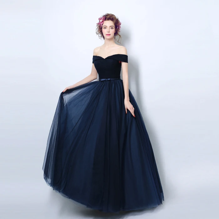

cap sleeves navy blue prom dresses 2017 party gowns vestido de festa free shipping