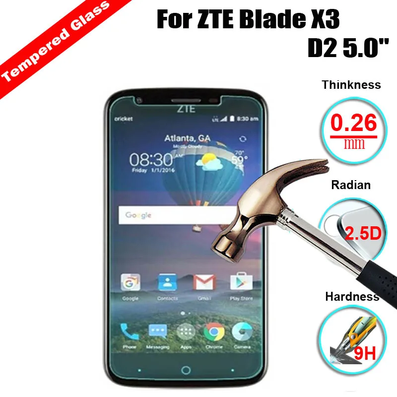 Закаленное стекло 9H для ZTE Blade X3 D2 5 0 дюйма ультратонкое противоударное жесткое