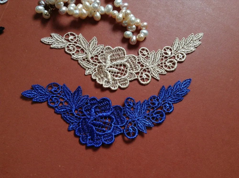 

15*4.5cm,100% polyester embroidery water soluble lace flower applique,bridal applique, 4 color for choose,FREE SHIPPING,XERY137