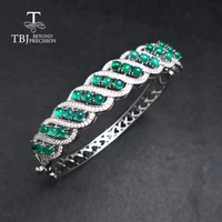 tbj natural green agate gemstone bangle 925 sterling silver solid fine jewelry classic design women anniversary wedding gift