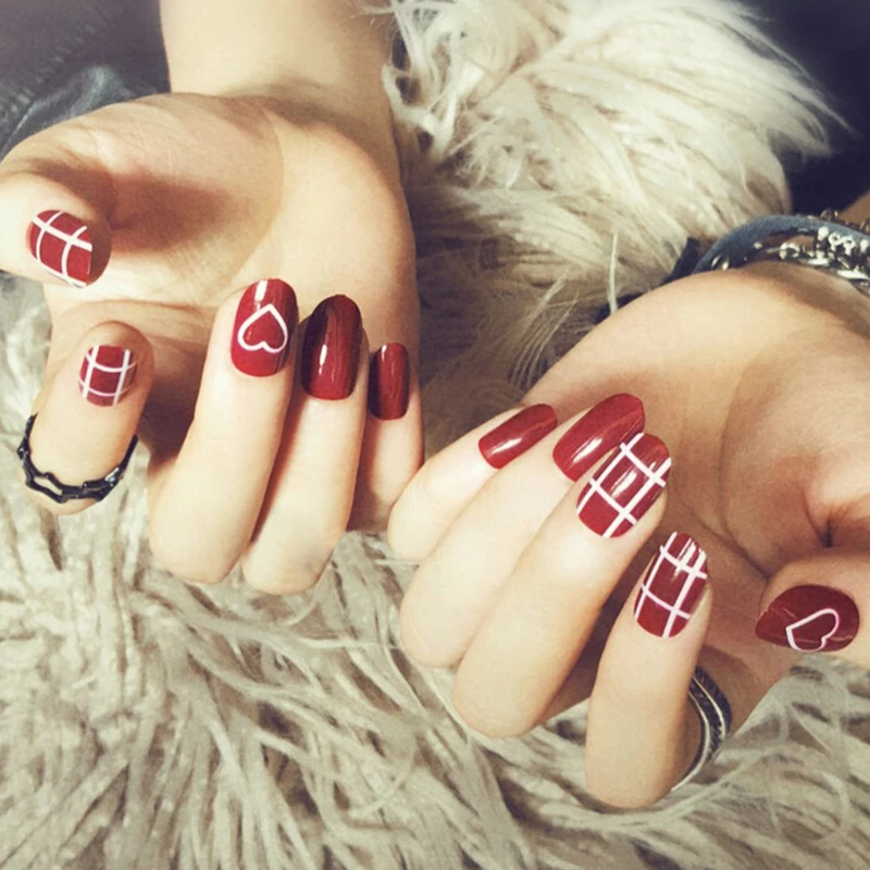 24 шт. простые градиентные цветные дизайнерские Готовые накладные ногти короткие