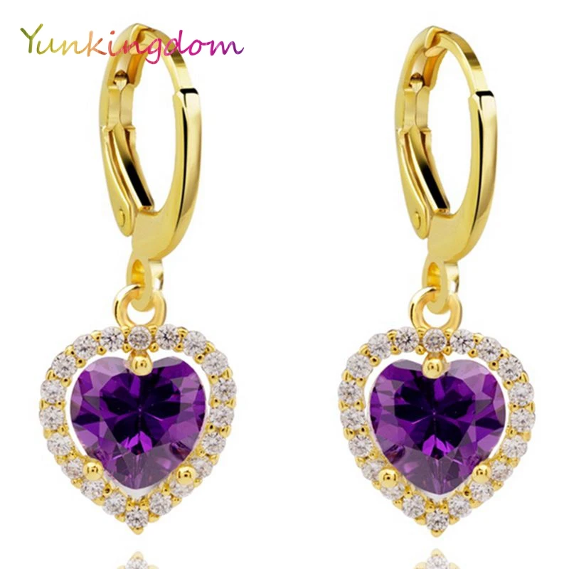 Женские Романтические серьги капельки Yunkingdom с фиолетовыми кристаллами и