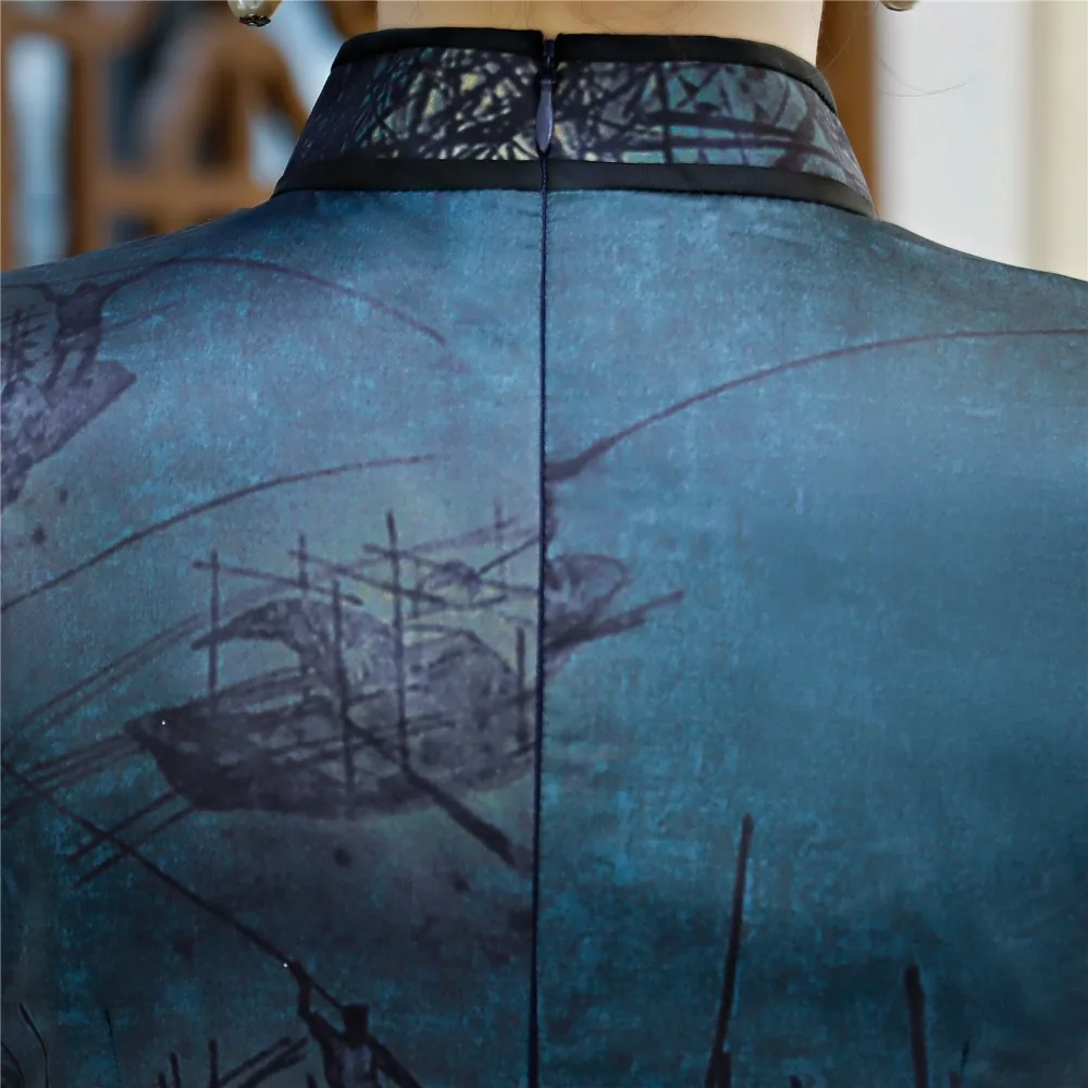 Шанхай история китайское восточное платье Винтаж Ципао короткий рукав cheongsam до