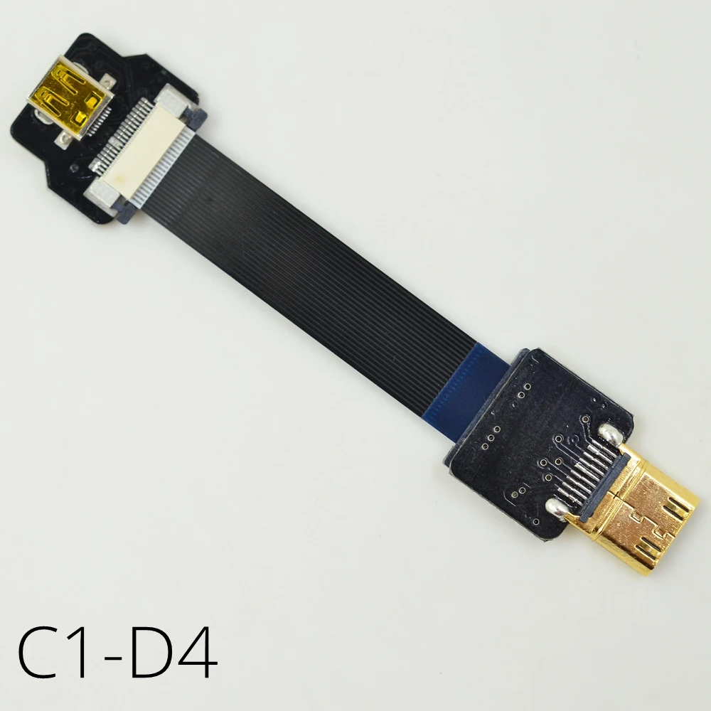Плоский тонкий кабель FPV Mini HDMI к Micro MiniHDMI микроhdmi Угловой Мужской и Женский для HDTV
