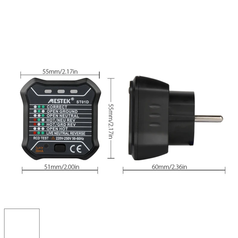 Socket Tester Outlet EU/ UK Plug Automatic Electric Circuit Polarity Voltage Detector Wall Breaker Finder RCD | Инструменты