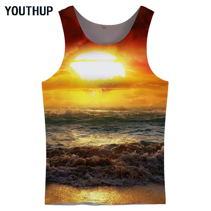 YOUTHUP 2020 женские/мужские майки модные летние футболки с 3D принтом Пейзаж Закат без