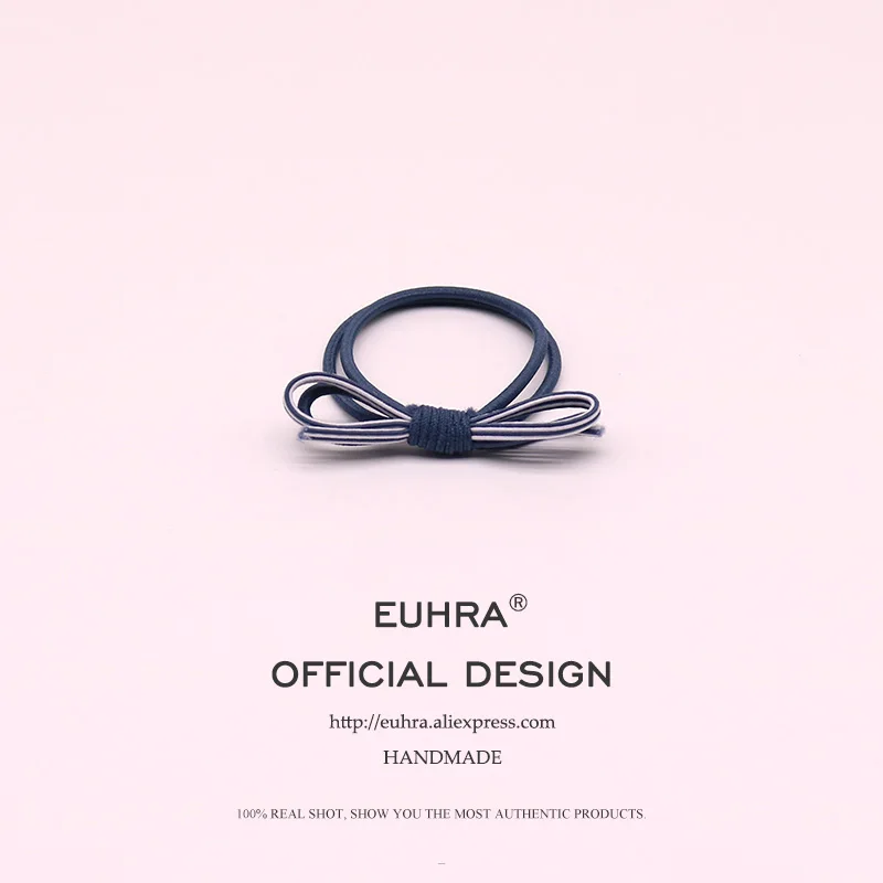 EUHRA 5 Colors Elastic Basic Simple Bow Two-Color Mixing For Women Hair Band Kid Children Rubber Band High Elasticity - Color: Color 1