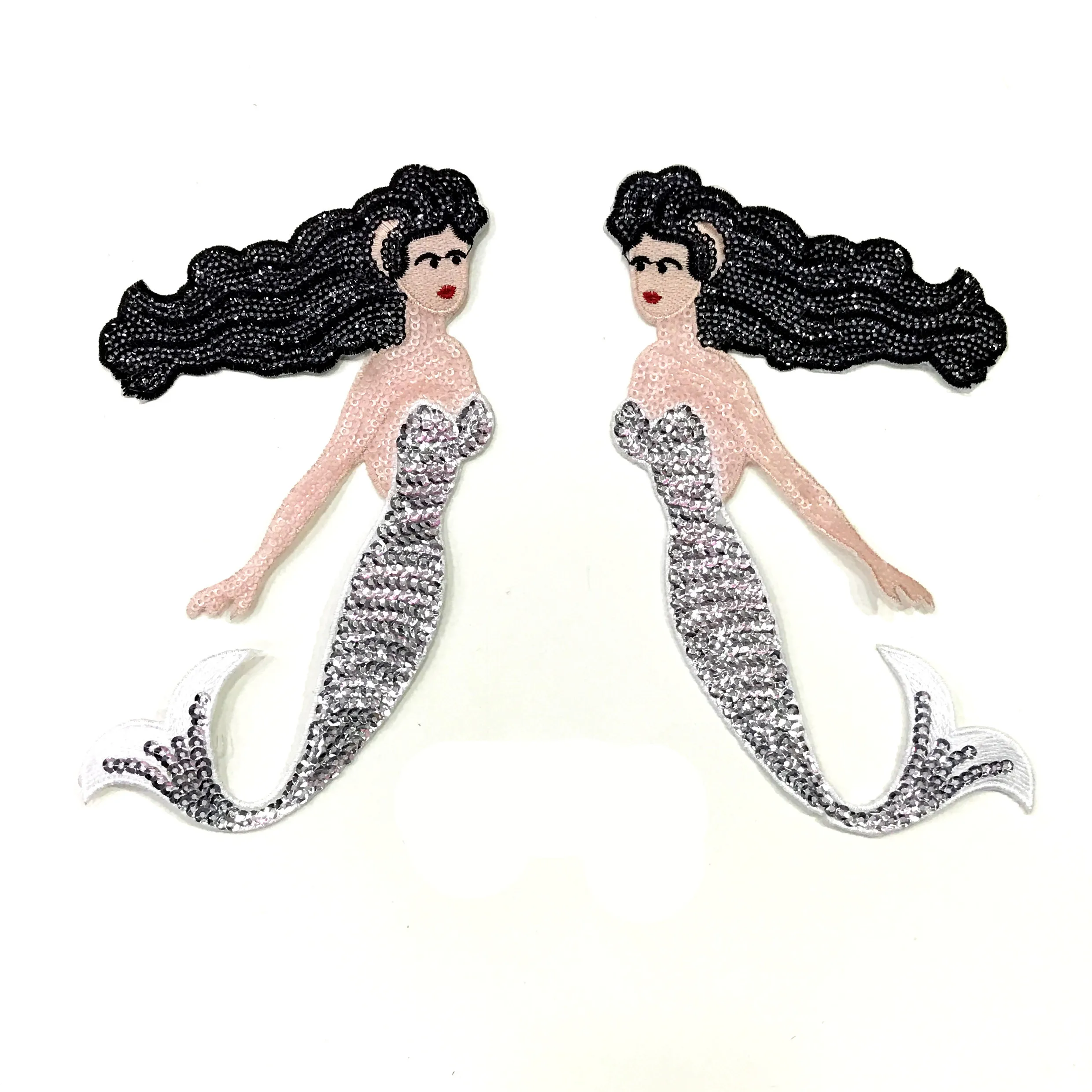 

seamaid silver iron sticker for clothing sequins patches for clothes parche embroidery patches for clothing parches para la ropa