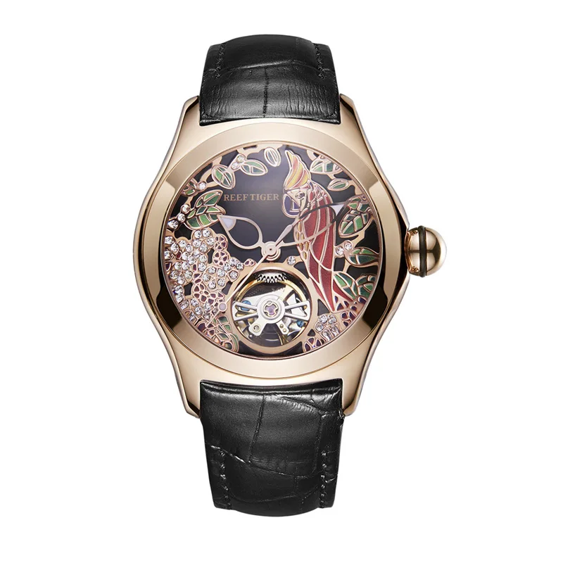 Риф Тигр Топ Бренд роскошные женские часы Reloj Mujer кожа автоматические механические водонепроницаемые модные часы RGA7105 - Цвет: 7
