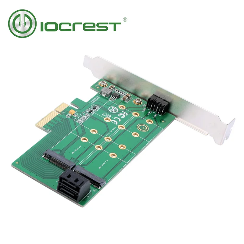 Карта адаптера IOCREST PCIe x 4 к NGFF(PCIe) NVMe SSD и SATA 2 NGFF(SATA)| |