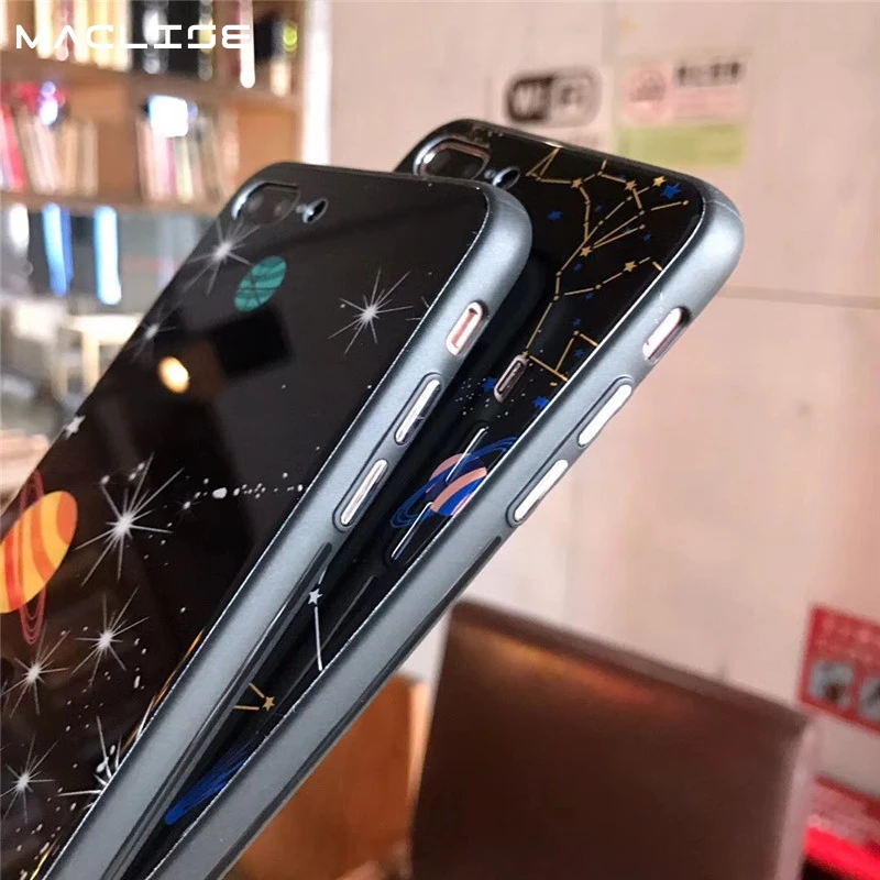 Глянцевый чехол для телефона с космосом планетой и звездами iPhone X XR Max жесткий
