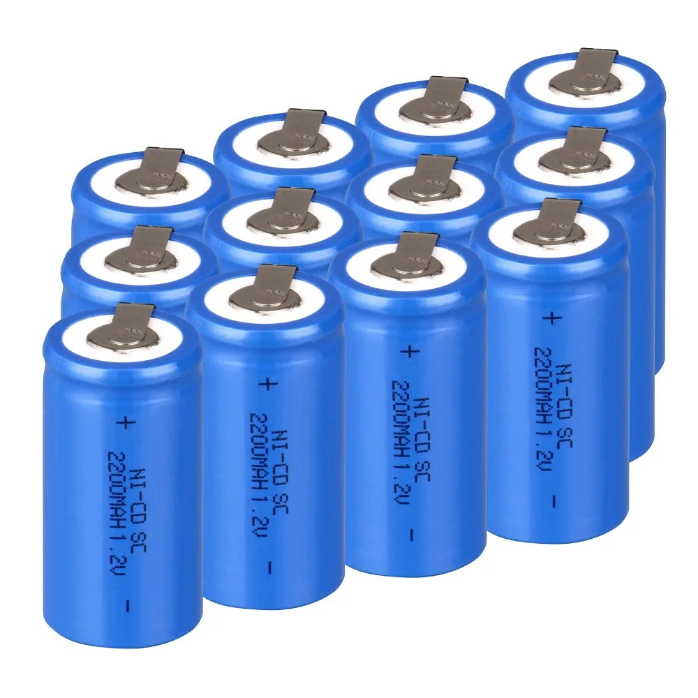 

High quality ! 12PCS Sub C SC battery rechargeable battery 1.2V 2200mAh Ni-Cd Ni-Cd Battery Blue Batteries -4.25*2.2cm