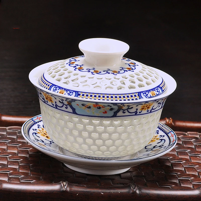 175 мл Цзиндэчжэнь керамический фарфоровый ажурный чайный набор Gaiwan teif винтажные