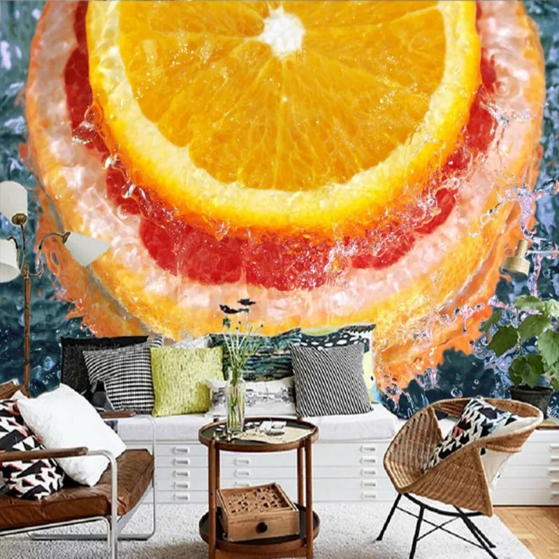 Обои 3d на заказ красивые движущиеся воды оранжевый ТВ фон декоративная роспись