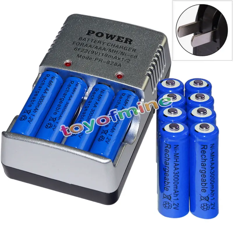 12x AA 3000mAh 1.2В батареи ni-mh аккумуляторная батарея синий + 1x смарт-зарядное