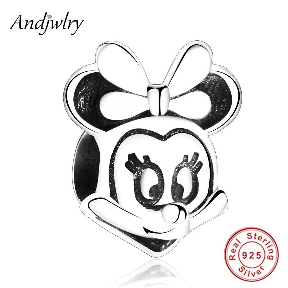Fit Pandora шармы 925 пробы серебро браслет бусины Микки, Минни шармы мультфильм бусины для изготовления ювелирных изделий Berloque