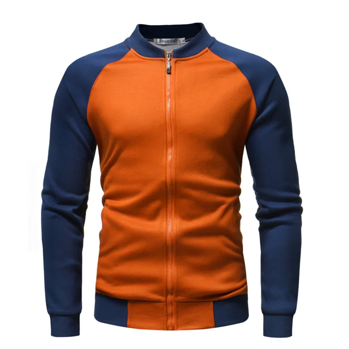 orange navy Осень Зима Новая мужская университетская бейсбольная куртка мужские теплые флисовые куртки и пальто повседневный Бархатный спортивный костюм куртка-бомбер - Цвет: orange navy