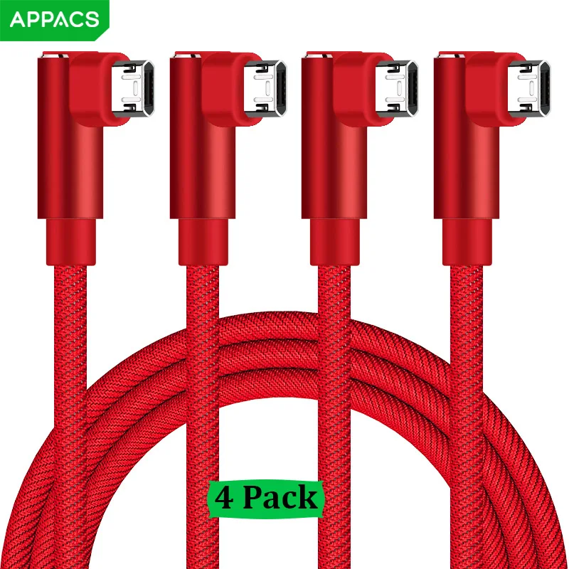APPACS 4 шт микро USB кабель передачи данных для быстрой зарядки 2.4A к зарядный Samsung HTC
