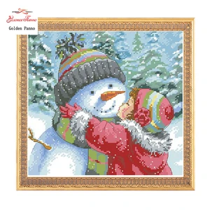 Golden Panno,Needlework,DIY DMC Cross stitch,Sets For Embroidery kit 11CT 14ct unprinted cotton thread snowman Cross-Stitching
