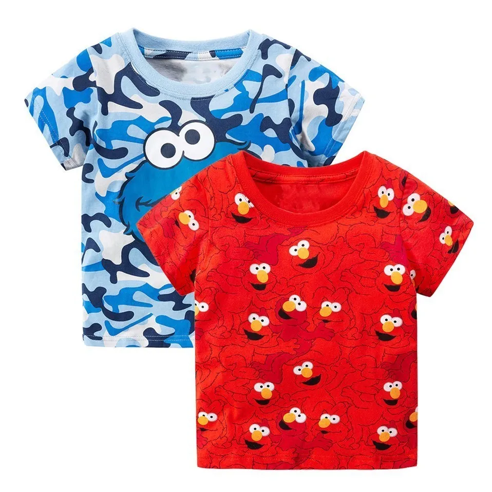 Juming Meters-camisetas de Barrio Sésamo Elmo para bebés, ropa de marca para niños, camisetas para niños, ropa de manga corta, 2 uds., 2018