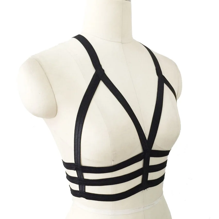 Черный женский сексуальный бюстгальтер на бретельках готический одежда для