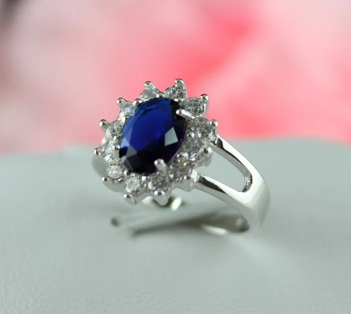 Кольцо Almei для женщин обручальное модное винтажное с голубыми камнями и