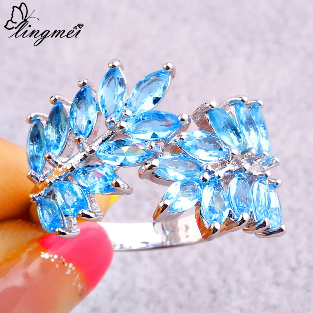 Женское кольцо с синим фианитом размеры 7 8 9 10|ring size|women ringsring wholesale |