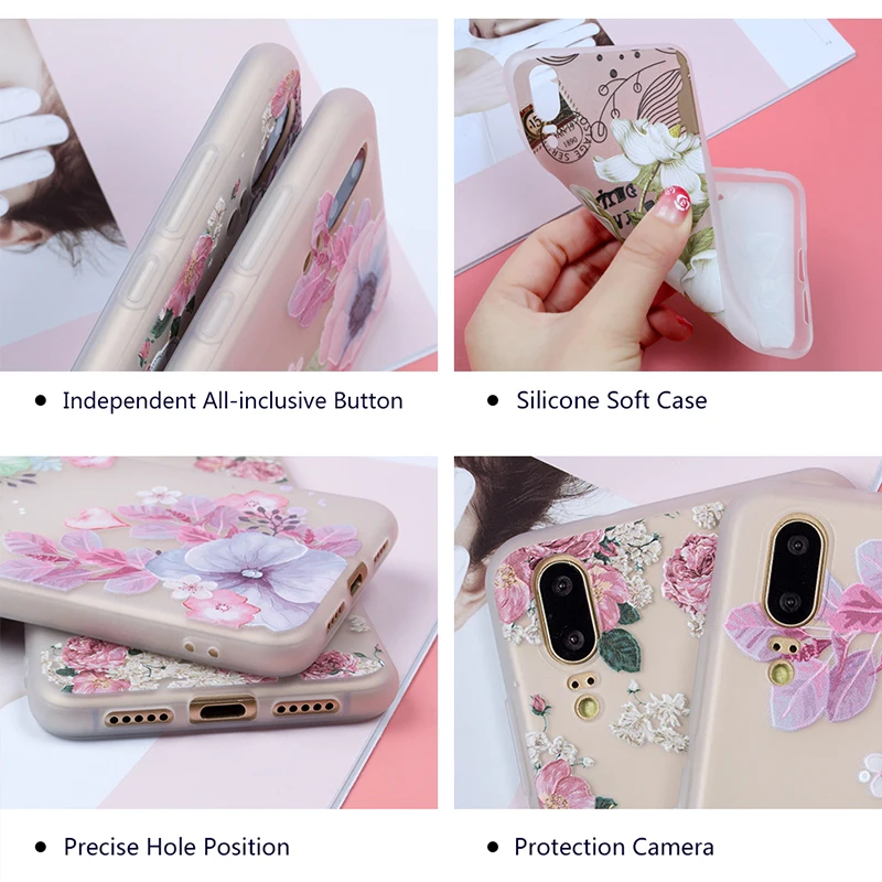 EIRMEON For Huawei Honor 9 Lite Case 10 6X 7X P8 P9 P10 P20 Soft TPU Florals Phone Back Covers Nova 2 Plus |