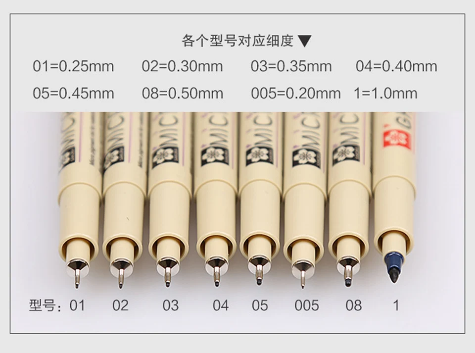 Sakura 12 размеров наконечников Micron Neelde ручка для рисования тонкие линии Черный Эскиз маркер ручка для дизайна кисть манга чертеж товары для рукоделия
