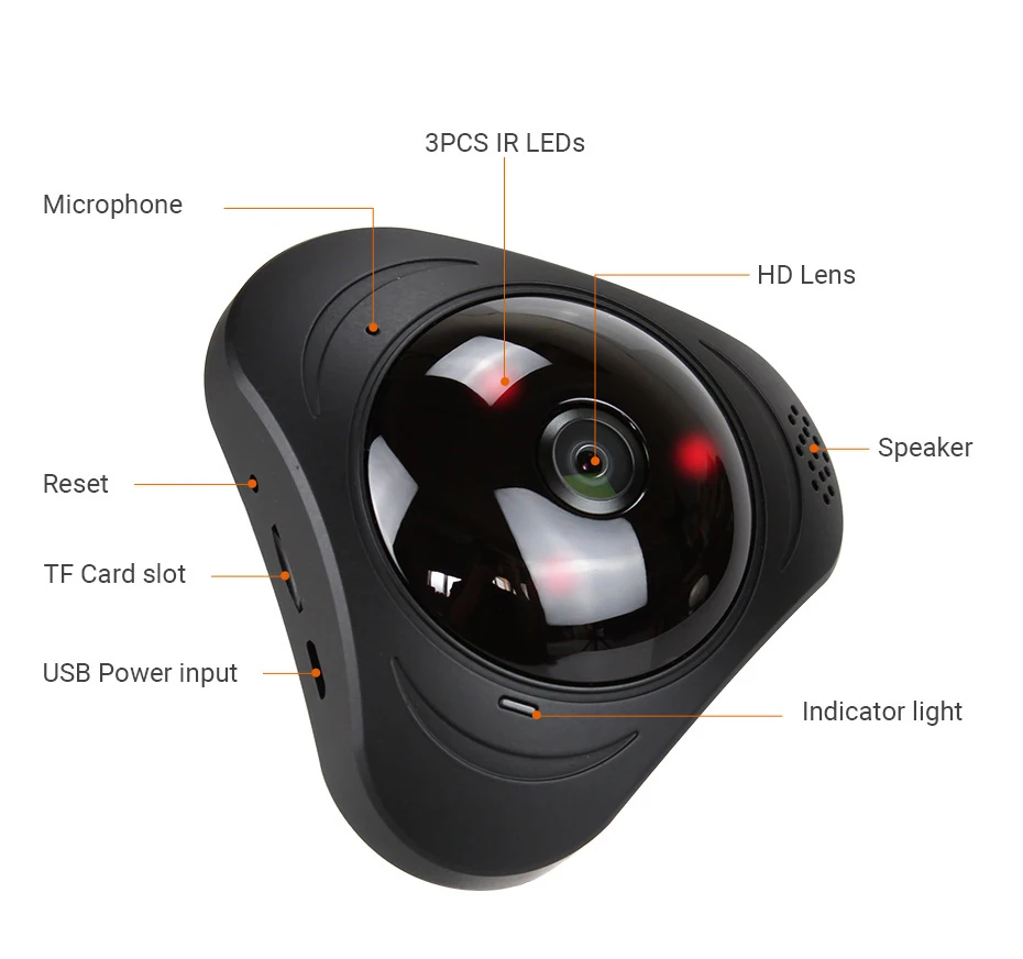 360 VR камера 960P IP Wifi 1.3MP Сетевая безопасность Камара Беспроводная рыбий глаз камеры