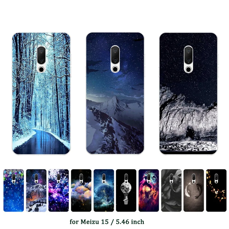 5.46" For Meizu 15 Case Snowflake Printing Soft Silicone Back Phone Cover Ultra Thin Cases for Capa |