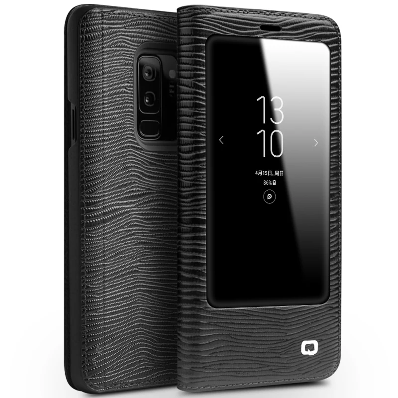 lizard black QIALINO чехол из натуральной кожи с откидной крышкой для samsung Galaxy S9 плюс класса люкс ручной работы телефона чехол для samsung S9 5,8/15748 см - Цвет: lizard black