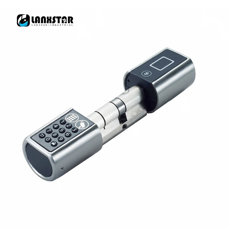 Silver Color Lock Lanxstar Прочный смарт Lockcore механический замок преобразования замена интеллектуального цилиндра Пароль Bluetooth RFID карта приложение - Цвет: Silver Color Lock