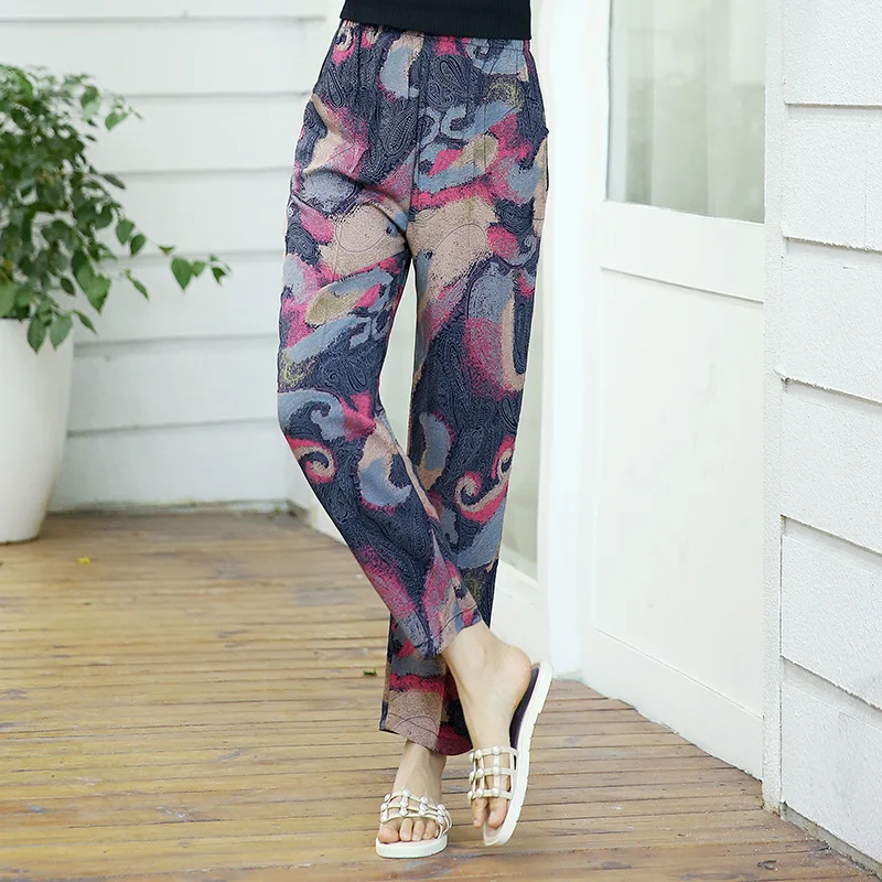 

28 Colors Women Summer Casual Pencil Pants XL-5XL Plus Size Printed Elastic Waist Middle Aged Women Pants 2018 Summer New