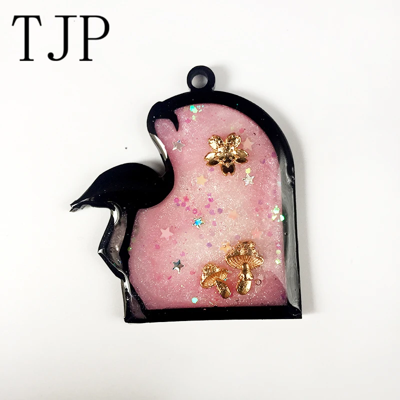 TJP 3 шт./партия, Сова, кролик, улитка, замок, ангел, акриловая рамка, подвеска, Золотой шарм, установка кабошона, установка, УФ смола, Шарм