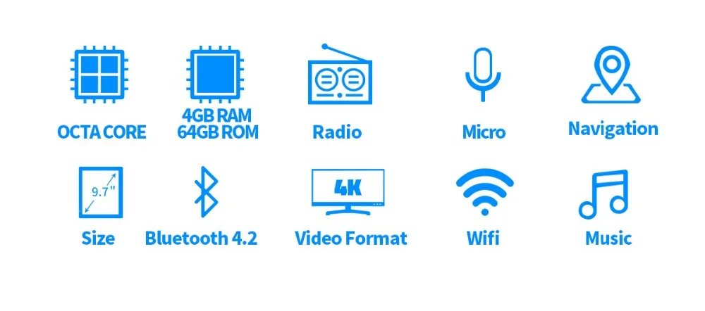 JOYING 9,7 дюймов ips экран 1024*768 one din Android 8,1 Автомагнитола 4 Гб+ 64 Гб Поддержка 3g/4G DSP SWC быстрая загрузка gps Авторадио gps карта
