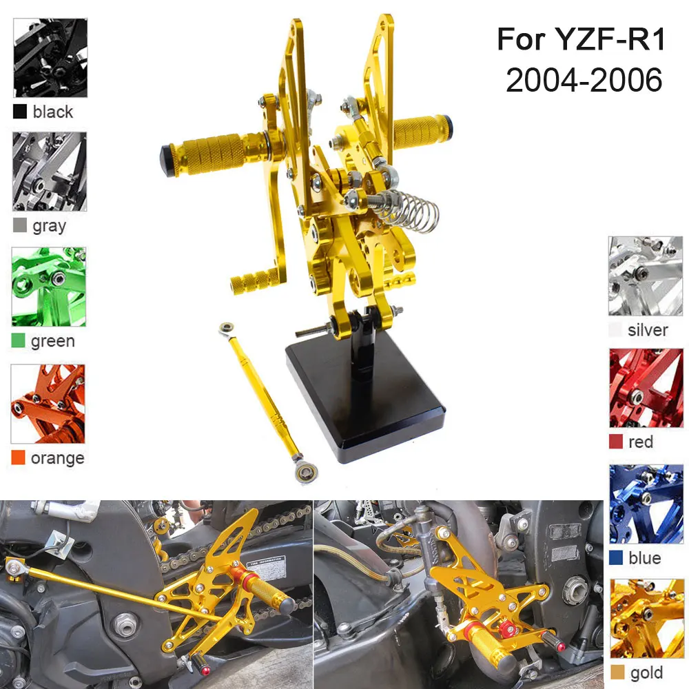 CNC Алюминиевые Регулируемые задние ножки для Yamaha YZF R1 2004 2005 2006|Подставки под ноги| |