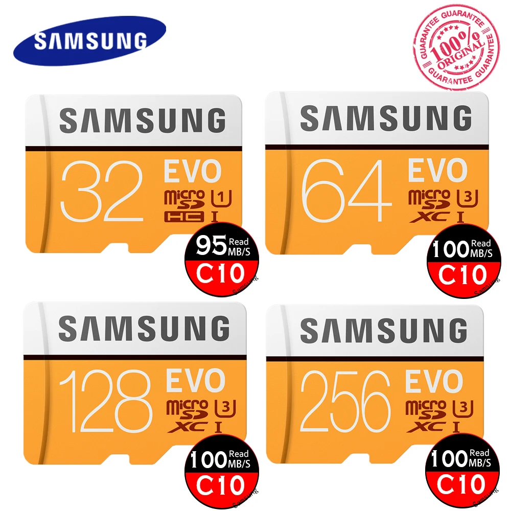 SAMSUNG Micro SD карта памяти 32 Гб 64 128 ГБ 256 MicroSD карты SDHC SDXC Max 95Ms EVO C10 TF Транс флэш