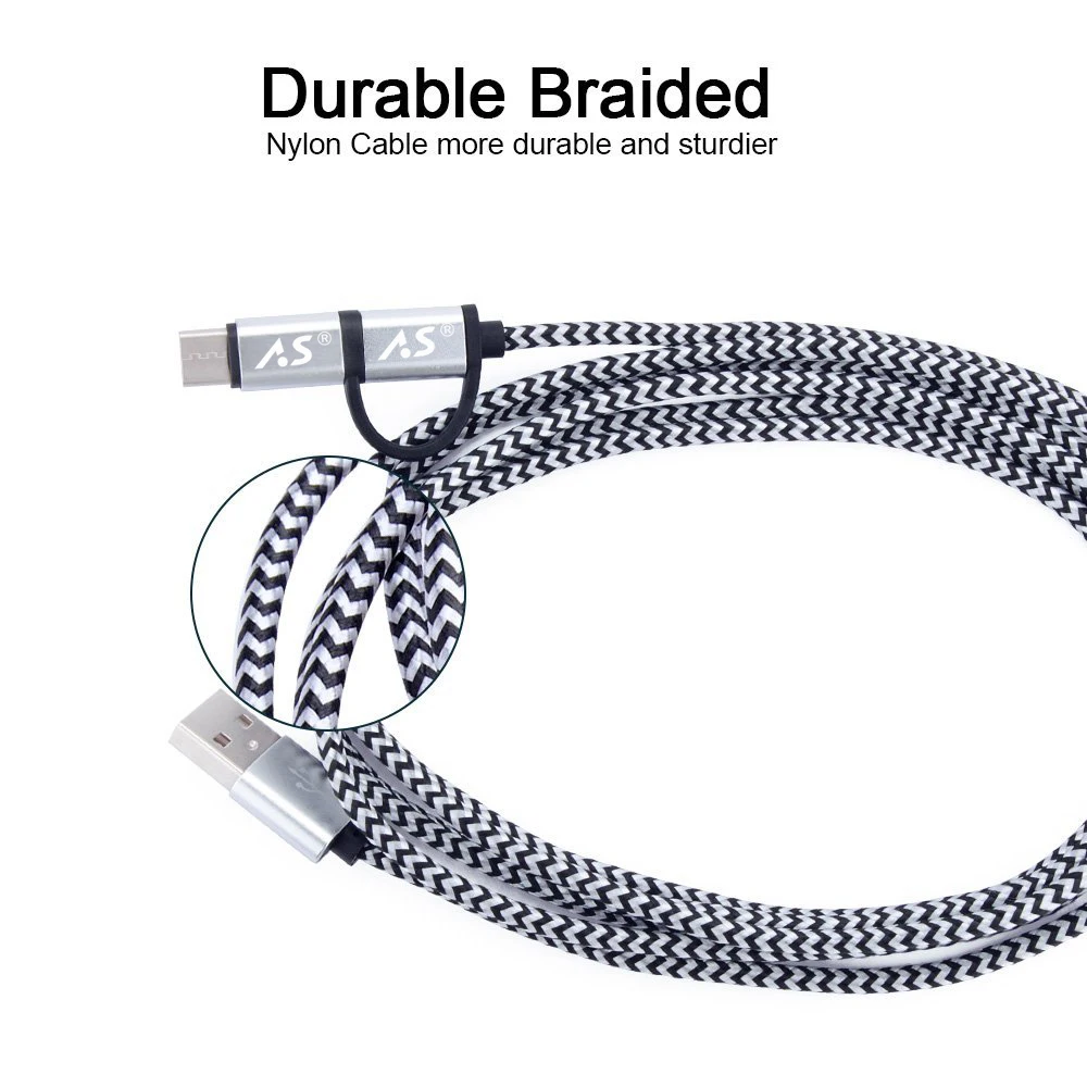 Кабель Micro USB A.S для samsung 2 в 1, кабель usb type C для быстрой зарядки и передачи данных, кабель USB C для телефона Xiaomi 4C Nexus 5X6 P Android