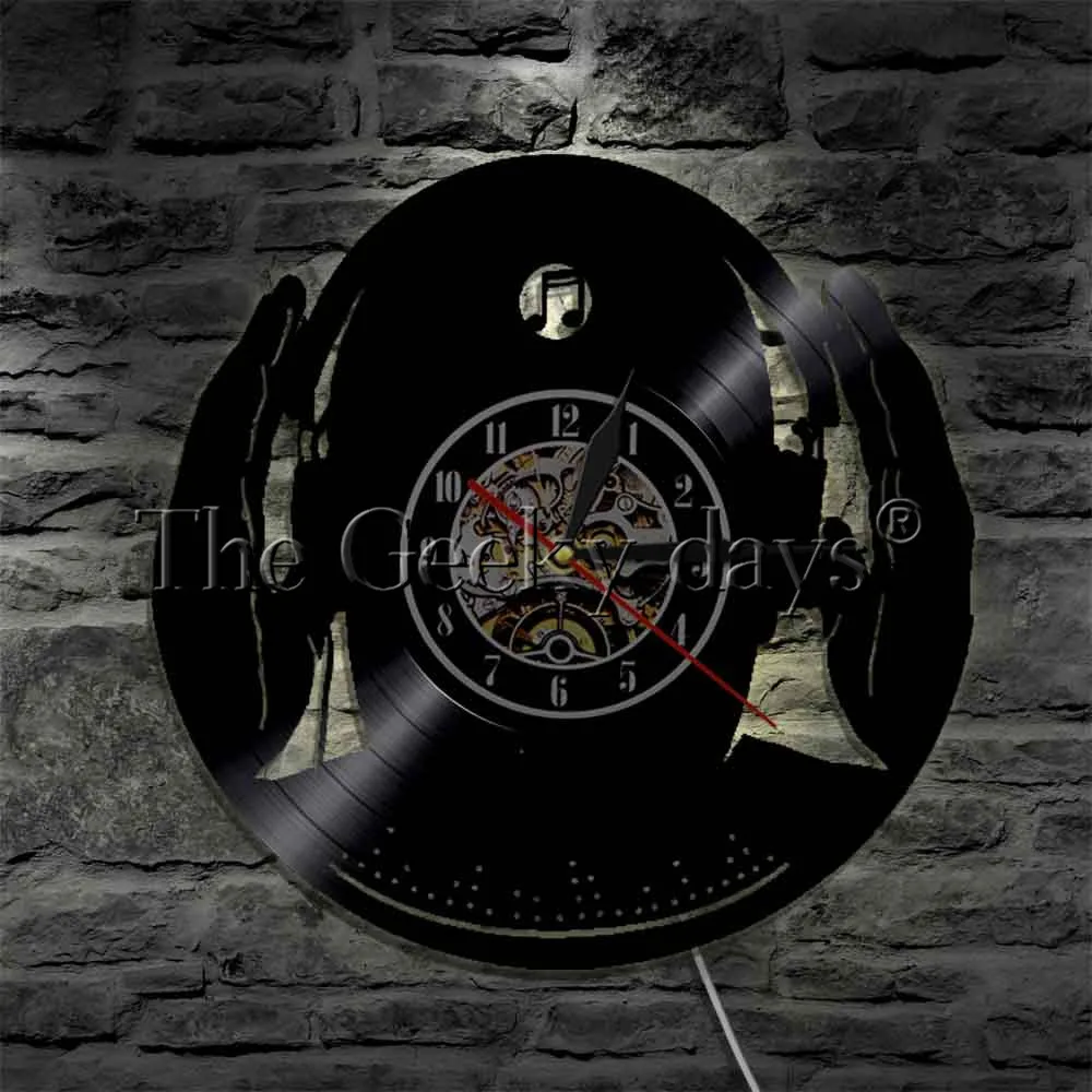 DJ настенные часы Клубные вечерние микс танец ритм музыки для наушников Виниловая