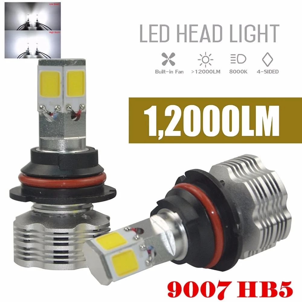 Бесплатная доставка Пара 9007/HB5 120 Вт 12000Lm/пара 6000K белый светодиодный головной