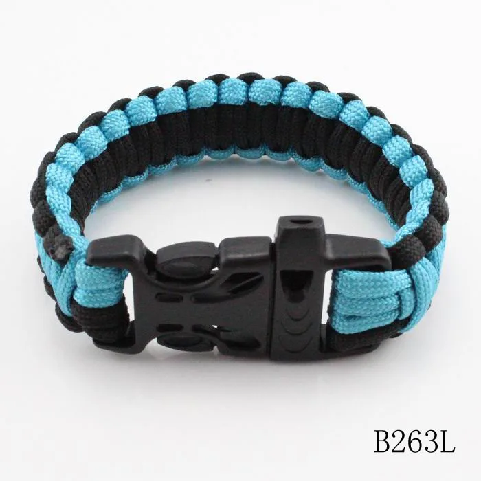 Black Blue Торговля браслет для выживания парашют шнур аварийный Паракорд туристический браслет со свистком Пряжка 13 цветов - Окраска металла: Black Blue