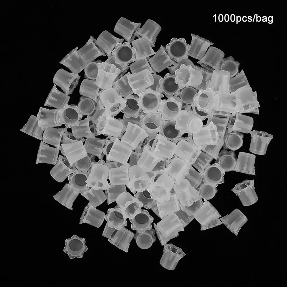 1000Pcs/pack Laces/Flat Shape Transparent Disposable Plastic Tattoo Ink Cups Permanent Makeup Pigment Container Tattoo Supplies